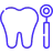 Ícone de um dente e uma ferramenta de dentista usado em plano de saúde dental Amil